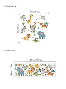 Jungle Nursery Wall Decals, Wild Animal Giraffe Lion Elephant Stickers, Home Decor, Toddler Bedroom Supplies, Cute Unisex Baby Room Wall Art - Multicolor - View 12