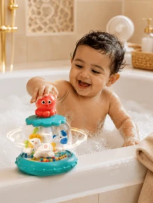 按壓旋轉旋轉木馬玩具 吸盤桌面玩具 幼兒玩具 趴臥時間玩具 爬行玩具 18個月以上玩具 女孩男孩禮物 感官玩具 - 彩色 - 查看 12