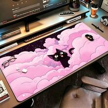 Black Cat Cloud Keyboard Pad, Oversized Mouse Pad, Cute Pink & Purple, Office Desk Protector, XXL Rubber Non-Slip, Home Desk Mat, Suitable For Gaming - View 1