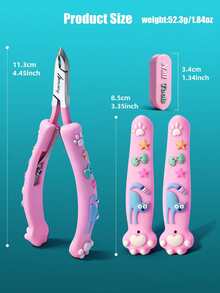 4pcs Stainless Steel Cuticle Nipper Set, Cat Paw Handle Cover + Pointed Tip Protective Cap, Cartoon Nail Grooming Tools, Suitable For Home And Salon Nail Care - Multicolor - View 7