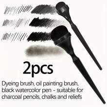 Set Kuas Lukis Gagang Ergonomis 2/3/5 buah - Kuas Plastik Hitam untuk Cat Minyak, Cat Air, Tinta, Arang, Kapur, Pastel, dan Embossing, dengan Pegangan Ergonomis, Gagang Plastik Tahan Lama untuk Kontrol yang Tepat (Beberapa Kuas Mungkin Memiliki Bekas Lem, yang Tidak Dapat Dihindari dalam Proses Pembuatan dan Tidak Mempengaruhi Penggunaan Kuas) - Set - View 12