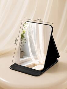 1pc New Foldable Portable High-Definition Makeup Mirror PU Leather Desktop Mirror Set, Suitable For Travel And Daily Use (Size: Large/Extra Large/Super Large) - Black - View 13