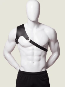 1件男士PU皮革胸带肩带休闲胸背带朋克哥特风服装配饰身体背带适合日常穿着情人节派对男士礼物 - 黑色 - 查看 6