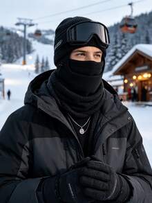 1pc Windproof Thickened Warm Hat, Unisex Winter Outdoor Sports Solid Color Multifunctional Fleece Headwear, Soft Warm Ski Hat, Double-Layered Fleece Hat - Solid Color - View 2