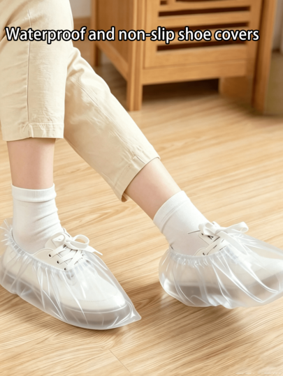 Wasserdichte Einweg-Schuhüberzüge, rutschfeste elastische Stiefelüberzüge, staubdichte Schuhüberzüge für Innen- und Außenbereich. Geeignet für Hausbesucher, medizinische Salons, Outdoor-Reisen an Regentagen, Maler- und Renovierungsarbeiten