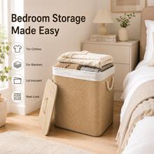 Finish Storage Basket With Lid For Bedroom, Bathroom, Wardrobe And Utility Room - View 2