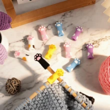 6PCS Cat Paw Shaped Knitting Needle Protectors, Cute Decorative Covers, Knitting Tools, Compatible With Crochet Hooks, Straight Needles, Circular Needles And All Hand Knitting Projects - Cat Paw Protector - View 5