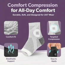 2pcs/Set High Quality Ankle Support Sleeves, Arch And Ankle Support Compression Socks, Open Toe Design, Suitable For Daily Wear And Outdoor Activities, Elastic Foot Brace, Sports Ankle Support - Multicolor - View 12