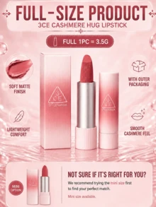 Lipstik 3CE Cashmere Hug #Knit, 3,5/1,5g, hasil akhir matte lembut, halus dan tidak membuat kering, ringan dan sangat berpigmen, cocok untuk semua warna kulit untuk pemakaian sehari-hari. - #MERAJUT - View 6