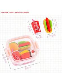 Cute Bento Box, Dessert Makeup Eraser Set, Student Holiday Christmas Gift, Children Classroom Reward Gift, Food Dessert Ice Cream Shaped Cartoon, Gift For Friends - Multicolor - View 2