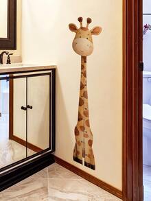 1 Set Watercolor Cartoon Giraffe Height Chart Wall Sticker, Children Growth Record Measuring Ruler, DIY Self-Adhesive Removable Vinyl Wall Decal, Baby Room Boy Girl Bedroom Bathroom Kindergarten Home Decor Sticker - Cartoon Giraffe-30*90cm - View 3