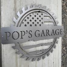 客製化美國國旗金屬招牌 車庫名稱牆飾 商店招牌禮物送爸爸 鄉村風工作室招牌 戶外車庫掛飾 - 彩色 - 查看 9