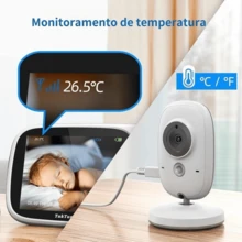 Baba Eletrônica Com Monitor Visão Noturna, Câmera c/ Audio Sensor de Temperatura VB603 3,2 polegadas - Visão 3