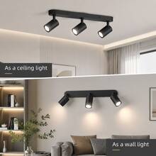 CANMEIJIA 1pc Long Track GU10 Ceiling Spotlight, Black/White, 3-Head, Rotatable Lamp Head, Adjustable Angle, No Light Source, For Living Room, Bedroom, Hallway, Store Lighting - GU10 Ceiling Spotlight 3-head - View 3