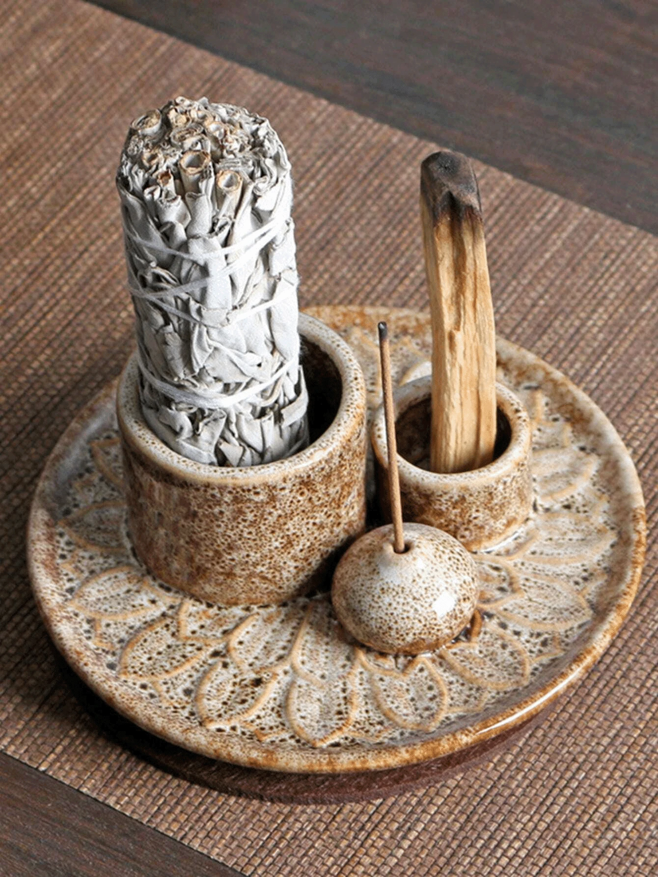 1pc 4-In-1 Incense Burner, Sage Holder, Incense Stick Holder, High-Quality Aromatherapy Incense Burner For Meditation, Yoga And Home Decor - Multicolor - View 1