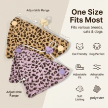 1PC Leopard Print Pet Bib, Adjustable For Cat Accessories And Dog Accessories, Suitable For Small And Medium-Sized Dogs, Puppies, And Kittens As Pet Supplies. Cat Stuff And Dog Stuff Are Washable And Suitable For Daily Wear, Holiday Gatherings - Multicolor - View 1