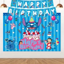 Hasbro Romantic Pink Stitch & Angel DIY Decoration Set, Happy Birthday Banner, Couple Starry Twinkling Fabric Backdrop, Lightweight Photo Background, Suitable For Holiday Celebration & Anime Fan Gathering Decor - Multicolor - View 4