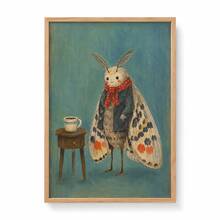 1pc Cute Moth Poster, Whimsical Insect Coffee Wall Art Print, Unframed Matte Paper Poster For Bedroom Dorm Living Room Decor - 1PC - View 6