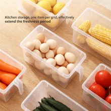 4pcs Refrigerator Storage Set With Handles, Including 4 Containers And 4 Lids. Durable Plastic Food Storage Containers, Suitable For Fruits, Meats, And Beverages. The Lightweight Design Helps Efficiently Organize Your Kitchen And Refrigerator - View 5