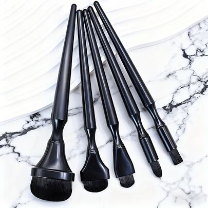 Set Kuas Lukis Gagang Ergonomis 2/3/5 buah - Kuas Plastik Hitam untuk Cat Minyak, Cat Air, Tinta, Arang, Kapur, Pastel, dan Embossing, dengan Pegangan Ergonomis, Gagang Plastik Tahan Lama untuk Kontrol yang Tepat (Beberapa Kuas Mungkin Memiliki Bekas Lem, yang Tidak Dapat Dihindari dalam Proses Pembuatan dan Tidak Mempengaruhi Penggunaan Kuas)
