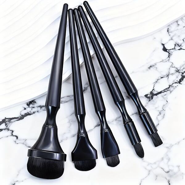 2/3/5pcs Ergonomic Handle Painting Brush Set - Black Plastic Oil, Watercolor, Ink, Charcoal, Chalk, Pastel, Embossing Brushes, With Ergonomic Grip, Durable Plastic Handle For Precise Control (Some Brushes May Have Glue Marks, Which Is Unavoidable In The Crafting Process And Does Not Affect The Use Of The Brushes)