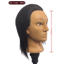 100% Human Hair Mannequin Head Men's 6" Hairdresser Practice Beauty Styling Training Mannequin Head With Clamp Stand - Natural Black - View 3