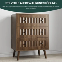 Mid-Century Modern Style Bedside Table With Two Drawers And Solid Wood Legs; Nightstand Or Side Table For Bedroom, 43.5 X 40 X 57.5 Cm, Walnut Finish, 1 Unit. - 核桃色 - 查看 5