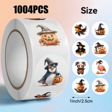502 Pcs/Roll Halloween Element Animal Pattern Stickers, 10 Assorted Styles, Gift Wrapping Labels, Scrapbooking Stickers, Planner Gift Wrapping, Paper Craft Decoration, Party Gifts, Gift Box Decoration And Reward Stickers - Multicolor - View 6