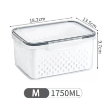 6件組（2個蓋子+2個盒子+2個濾水籃）方形食品儲存容器，PP材質可重複使用冰箱儲存盒，適用於辣椒、歐芹、香菜、大蒜、麵條、雞蛋，附蓋可手洗，廚房必備儲存容器，冰箱收納蔬菜保鮮盒，1件食品儲存收納盒 - 查看 12