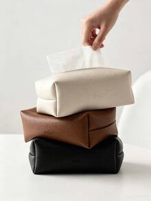 2pcs Fashion Minimalist Leather Tissue Box, Home Kitchen Outdoor Multi-Purpose Storage Bag, Travel Wet Wipes Dispenser, Easy Pull Without Jamming, Storage Room Decor, Kitchen Accessories, Travel Essentials, Bedroom Decor, Car Accessories - Multicolor - View 10