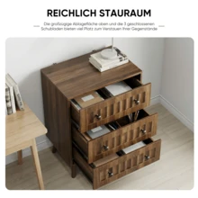 Mid-Century Modern Style Bedside Table With Two Drawers And Solid Wood Legs; Nightstand Or Side Table For Bedroom, 43.5 X 40 X 57.5 Cm, Walnut Finish, 1 Unit. - 核桃色 - 查看 6