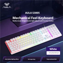 AULA 104-Key Mechanical Feel Wired Keyboard, RGB Backlit Gaming Keyboard, USB External Keyboard And Mouse For PC Laptop, Black/White Original Keyboard - View 18