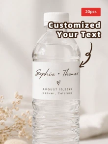 1/20/40pcs Wedding Anniversary Customized Water Bottle Stickers, PVC Waterproof & Oil-Resistant, Marking Drinks, Wedding Favors, Suitable For Weddings, Parties, Birthdays, Bridal Shower - Multicolor 1 - View 18