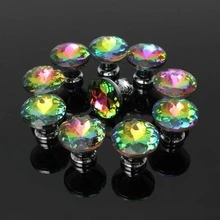 10pcs Cabinet Drawer Pulls And Handles - Crystal Glass Diamond Shaped Colorful Handles For Kitchen Cabinets, Bathroom (30mm) - 10pcs - View 3