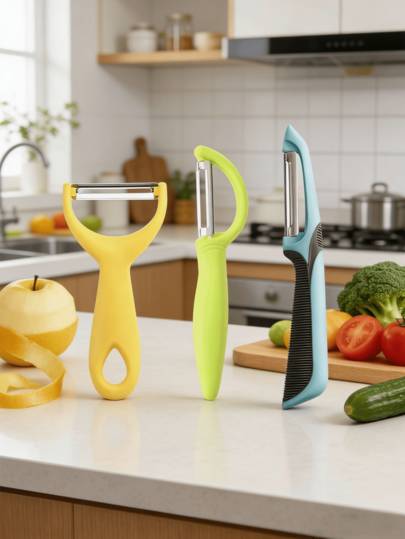 1/3 piezas Pelador de acero inoxidable antideslizante, pelador de frutas y verduras, pelador de melón para el hogar, herramienta de cocina, pelador raspador multifunción para patata, manzana y verduras