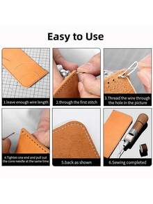 Sovela Manual de Costura com Cabo de Madeira, Kit de Reparo com Linha de Encerada e Agulhas, Ideal para Couro e Sapatos. - 1 unidade - Visão 5