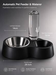 Structured Craftsmanship 2-In-1 Pet Food And Water Bowl, Suitable For Small/Medium Cats, Dogs, Rabbits And Other Pets, Easy To Clean. Dog Stuff, Cat Stuff, Cat And Dog Dual-Use Bowl Combination. Durable Plastic Material With Stainless Steel Bowl, Easy To Clean, Suitable For Cats And Dogs - 500ml - View 4