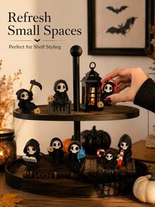 Gothic Grim Reaper Statue With Skull Carving - 7.19cm PLA Plastic Figurine, Suitable For Home And Halloween Decor, Dark Fantasy Desktop Ornament, Gothic Collectible Gift, Vintage Style, Applicable For Home, Bookshelf, Desktop Display - Multicolor - View 6