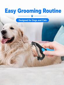 Peine de aseo para mascotas para gatos y perros, rastrillo de doble cara para el pelaje, ayuda a manejar el pelo suelto y los enredos, tamaño grande - Multicolor - Ver 7