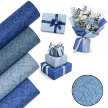 4pcs 4-Color Embossed Solid Color Wrapping Paper, Premium Cool Tone Blue Series Wrapping Paper, 44.5*76.2cm (17.5*30 Inches), 120g Thickened Matte Premium Gift Wrapping Paper, Suitable For DIY Bouquets, Gift Boxes, Birthdays, Weddings, Parties, And Holiday Wrapping - SY-aBCD - View 2