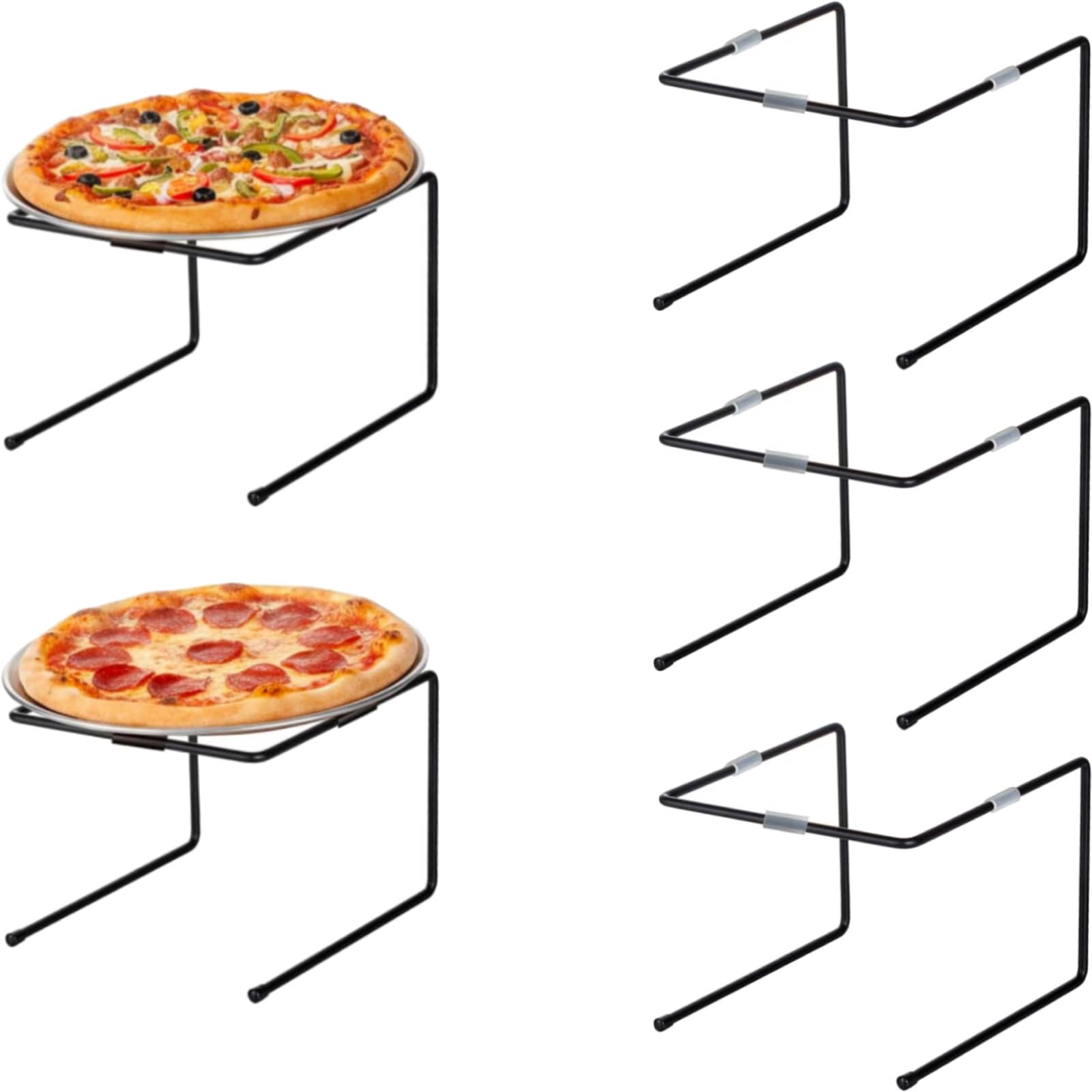 5pcs Pizza Serving Stands, Restaurant And Home Pizza Display Racks, Pizza Serving Stands, Pizza Lifting Tray And Rack - Black - View 1