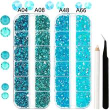 12-Grid Transparent Blue Resin Flat-Bottom Rhinestone Box, Handmade Craft Supplies With Textured Faceted Sparkle, Suitable For Jewelry Assembly, Home Decor, Cup Customization, Photo Frame DIY, Hair Accessory Matching, Resin Crafts And Various Creative DIY Projects - Multicolor - View 6