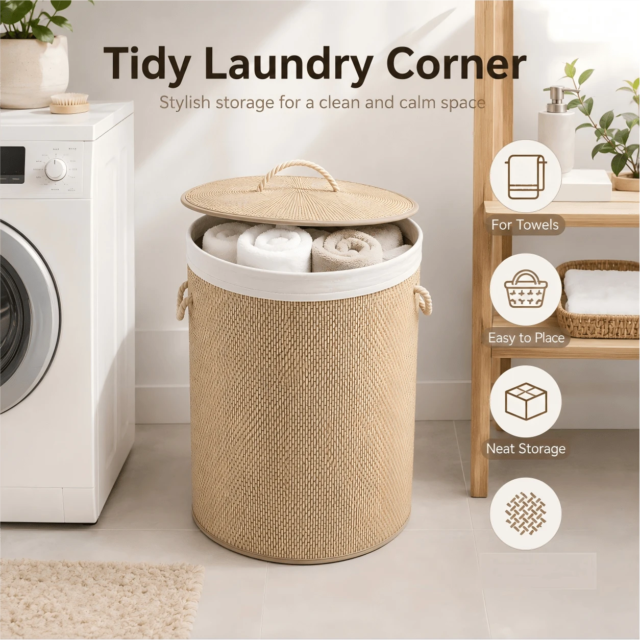 Finish Storage Basket With Lid For Bedroom, Bathroom, Wardrobe And Utility Room - View 1