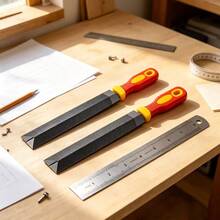 File + Steel Ruler 2pcs Set, Suitable For Sharpening Tools, Repairing, Measuring And Marking, Made Of High-Quality Steel, Durable And Sturdy - 2pcs - View 9