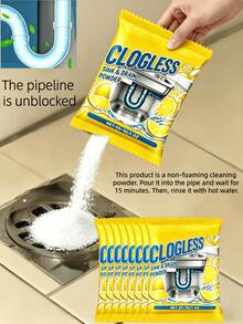 Pipe Unblocking Powder, Drain Unblocking Powder, Pipe Unblocking Agent, Drain Unblocking Agent, Pipe Cleaning Powder, Can Dissolve Blockages In Kitchen Sinks And Bathroom Drains Caused By Hair, Soap Residue And Grease. Allow 15-30 Minutes For The Product To Take Effect After Use. - Powdery - View 2