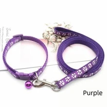 1組狗爪印鈴鐺項圈與牽繩，附可調節扣環，時尚可愛，適合小型犬與貓，不適合中型與大型犬 - 彩色 - 查看 8