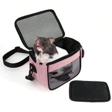Small Pet Carrier Bag Shoulder Outdoor Carrier For Hamsters, Sugar Gliders & Flying Squirrels Portable Small Pet Travel Bag - Pink - View 1