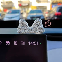 Rhinestone Bow Car Dashboard Ornament, Car Screen Decoration, Fun Interior Decor - A - View 3