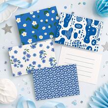 12pcs Blue Flower Postcard Set, Artistic Botanical Greeting Cards With Elegant Floral Patterns And Refreshing Blue Garden Designs, Decorative Cards For Thank You Messages, Birthdays, Weddings, Anniversaries, Invitations, Gift Packaging, Journaling An - Multicolor - View 1