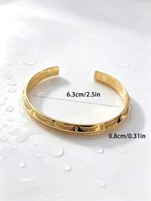 1pc Casual Personalized Metal Style Fashion Stainless Steel Gold-Plated Etched Pattern Triangle Open Cuff Bracelet Men's Holiday Accessory - Geometry - View 7